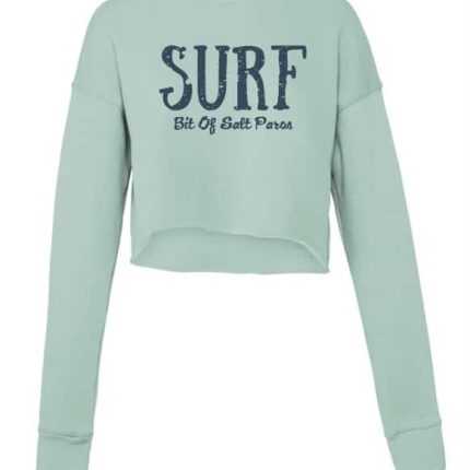 BIT OF SALT women's cropped crew dusty blue