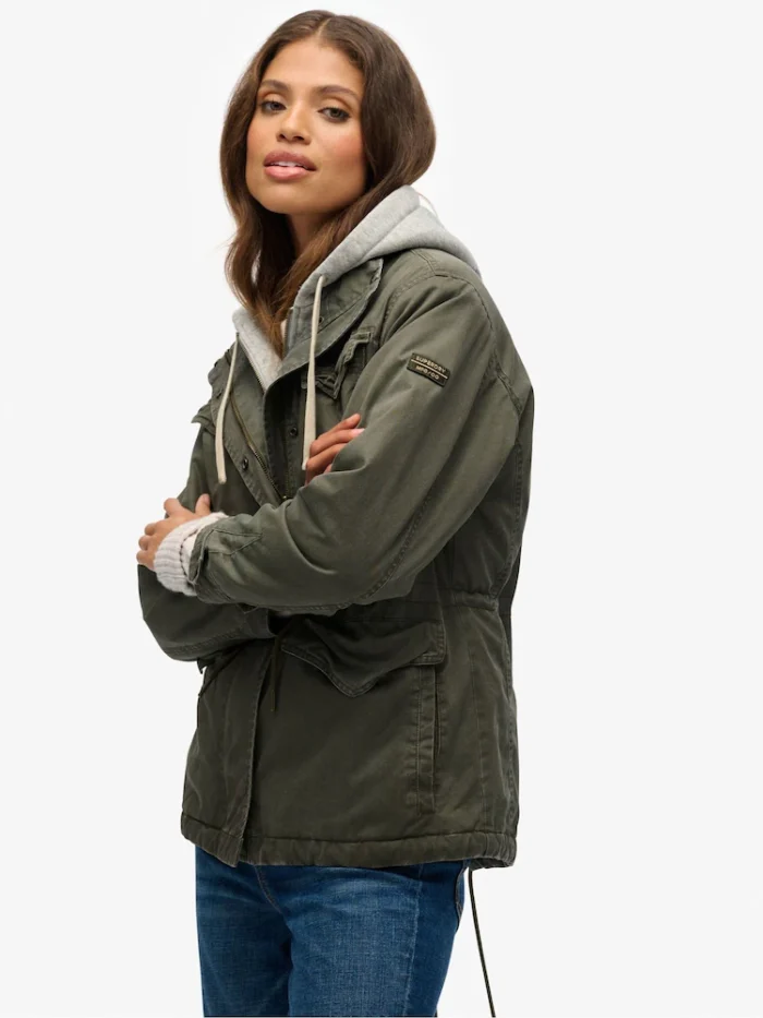 SUPERDRY  Jersey Hood Military Borg Jacket - Image 3