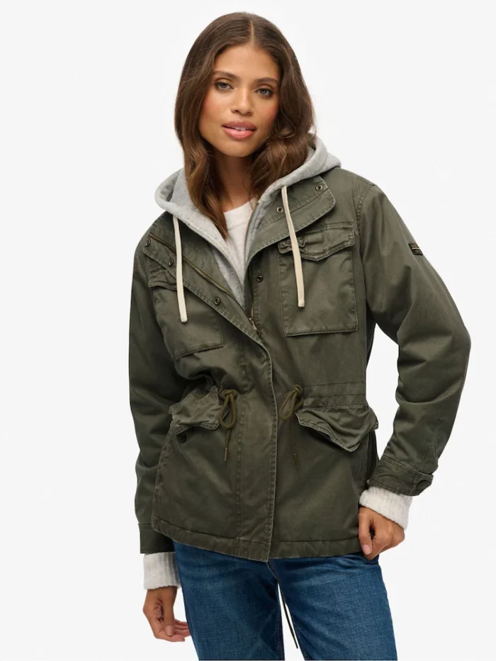 SUPERDRY  Jersey Hood Military Borg Jacket - Image 4